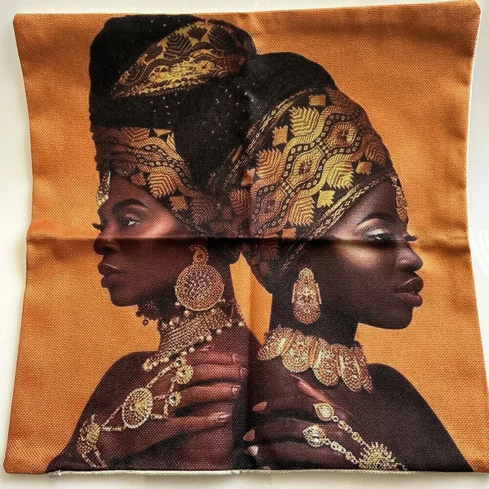 AFRICAN ART ETHNIC WOMEN TRIBE LADY THROW PILLOW COVER
